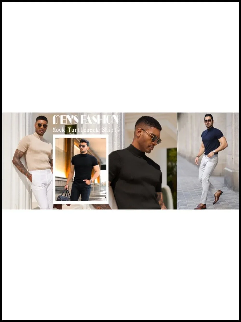 Men's Mock Turtleneck Short Sleeve Knit Pullover Sweater Ribbed Hem Casual